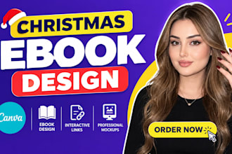 design christmas ebook, christmas cookbook, christmas recipies, canva template