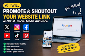 shoutout promote share website link to 900m twitter ig fb yt tiktok printerest