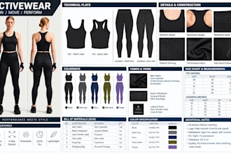 create premium activewear and sportwear tech packs for production