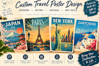 create vintage retro travel posters for wall art