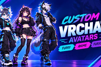 create a custom vrchat avatar , furry fursona or anime character