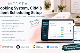 set up medspa booking system, CRM and client scheduling software