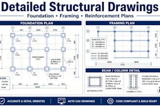 design detailed structural drawings beam column slab foundation plans