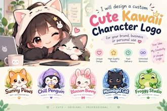 design a custom cute kawaii character logo