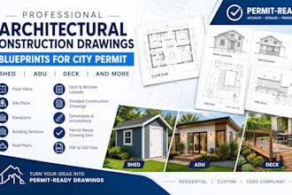draft architectural construction drawing blueprint shed adu deck for city permit