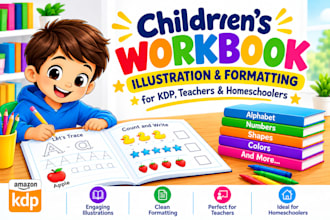 illustrate and format a children workbook for KDP, teachers and homeschoolers