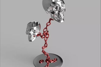 skull chain planter holder,3d sculpt,acetal conveyor chains,3dp,ply,modular link