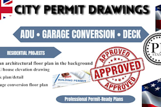 do city permit drawing for garage conversion, adu, deck