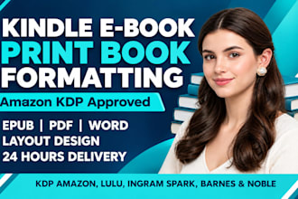 do book and ebook formatting, layout design for print book, paperback formatting