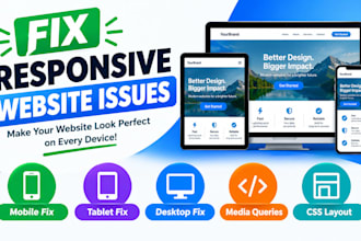 fix HTML CSS bugs, responsive layout, frontend website issues and javascript bug