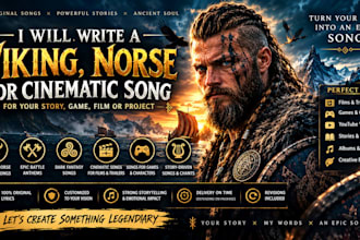 create epic viking norse cinematic dark fantasy song for your story, game, film