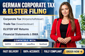 do german corporate tax, elster vat filing, and financial accounting