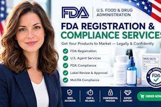 do fda registration, us agent, fda compliance, label review, mocra compliance