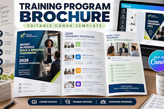 design training program brochure course catalog canva template