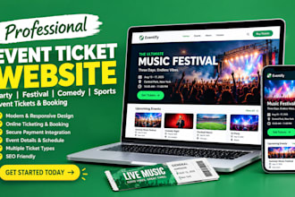 create party tickets booking website festival tickets comedy sports landing page