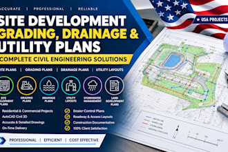 design site development plans grading drainage and utility layout in tx fl ga az