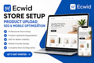 setup ecwid store product upload SEO mobile optimization business website