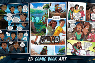 create comic book illustration, graphic novel art and comic pages