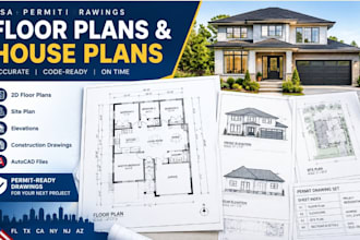 create USA permit drawings floor plan house plan autocad fl tx ca ny nj az