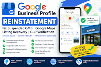 offer google business profile verification reinstate, fix suspended gmb profile