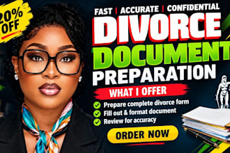 prepare and organize uncontested divorce paperwork, documents and forms