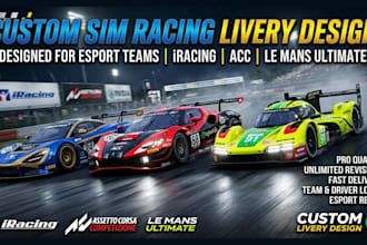 design custom sim racing livery for iracing acc and le mans utimate esport teams