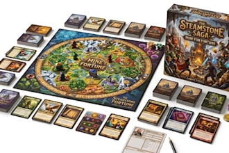 design board game, game prototype, game mechanics, box, rulebook and art
