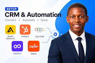 setup apollo CRM automation, hubspot zoho CRM, apollo io, zapier,clay com CRM