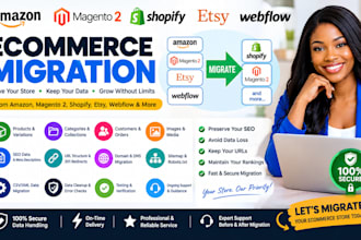 amazon  magento 2 shopify seo  ecommerce data webflow etsy domain migration
