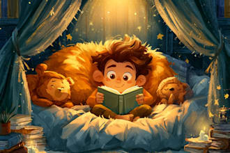 create children story book illustrations, kids book cover