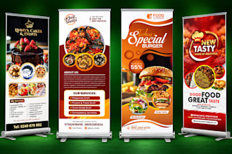 design roll up banner retractable banner for restaurant and food signage designs