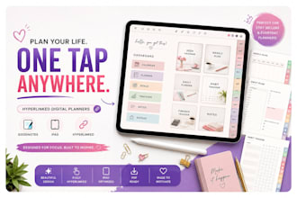design a hyperlinked goodnotes planner for ipad, etsy and notability