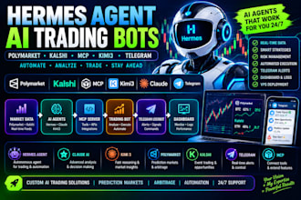 hermes agent ai trading bots polymarket kalshi mcp kimi3 telegram userbot claude