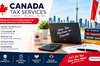 file canada tax return, t1 t2 corporate tax, business tax, gst hst, bookkeeping