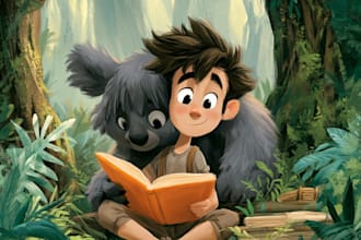 create children story book illustrations, kids book cover