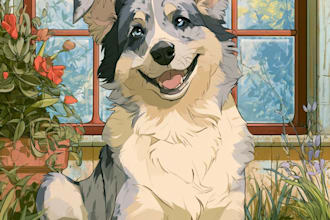 draw disney pets portrait illustration in disney