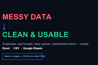 clean, deduplicate and organise your messy spreadsheet data