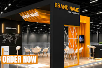 design a 3d trade show booth with realistic rendering