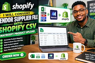 convert vendor supplier file into shopify csv matrixify product upload