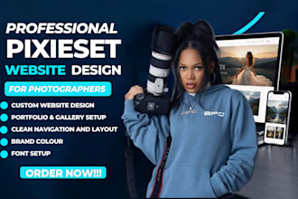 design, customize premium pixieset, photography website and portfolio redesign