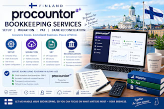 do finnish procountor bookkeeping, setup, migration, vat and bank reconciliation