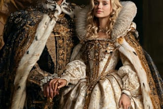 design a luxurious royal couple portrait