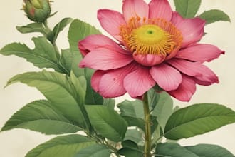 draw botanical illustration flower, plant