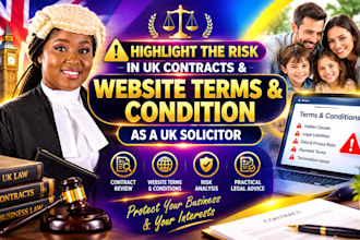 highlight the risk in UK contracts website terms and condition as a uk solicitor