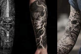 make a realistic black and white tattoo design for you