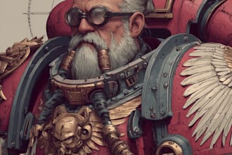 create a grimdark warhammer 40k character illustration