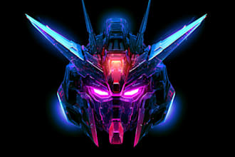 create futuristic cyberpunk style or mecha logo for you