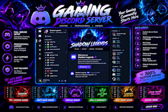 create a professional custom gaming discord server design