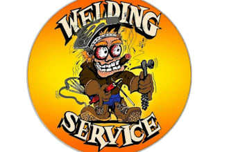 create a crazy vintage welding logo with a bold industrial style