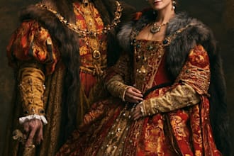 illustrate awesome royal couple portrait
